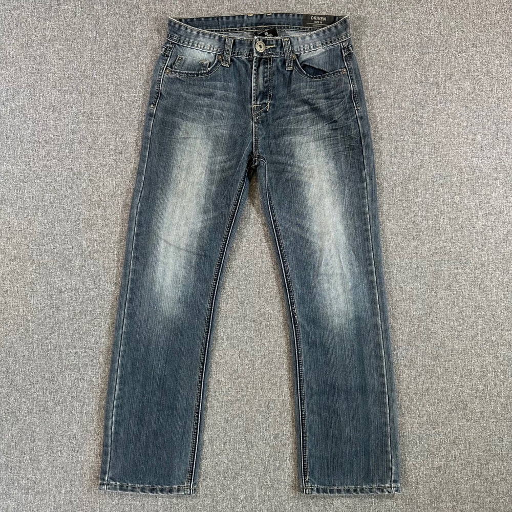 Buffalo David Bitton Driven Straight Leg Jeans Blue Faded Denim Boys Mens Sz 10